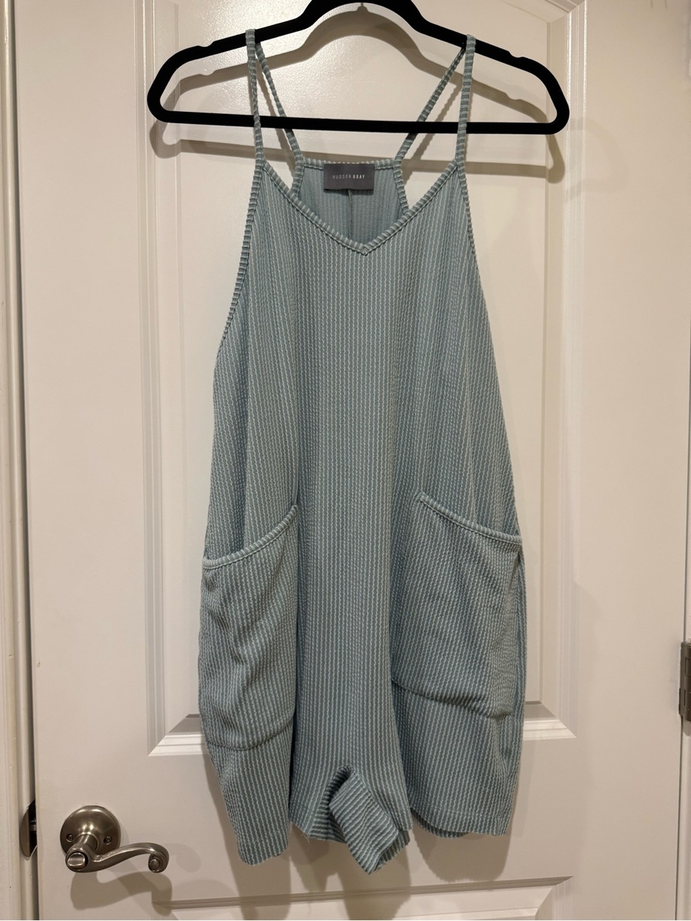 Hudson Grey Light Blue Ribbed Knit Romper